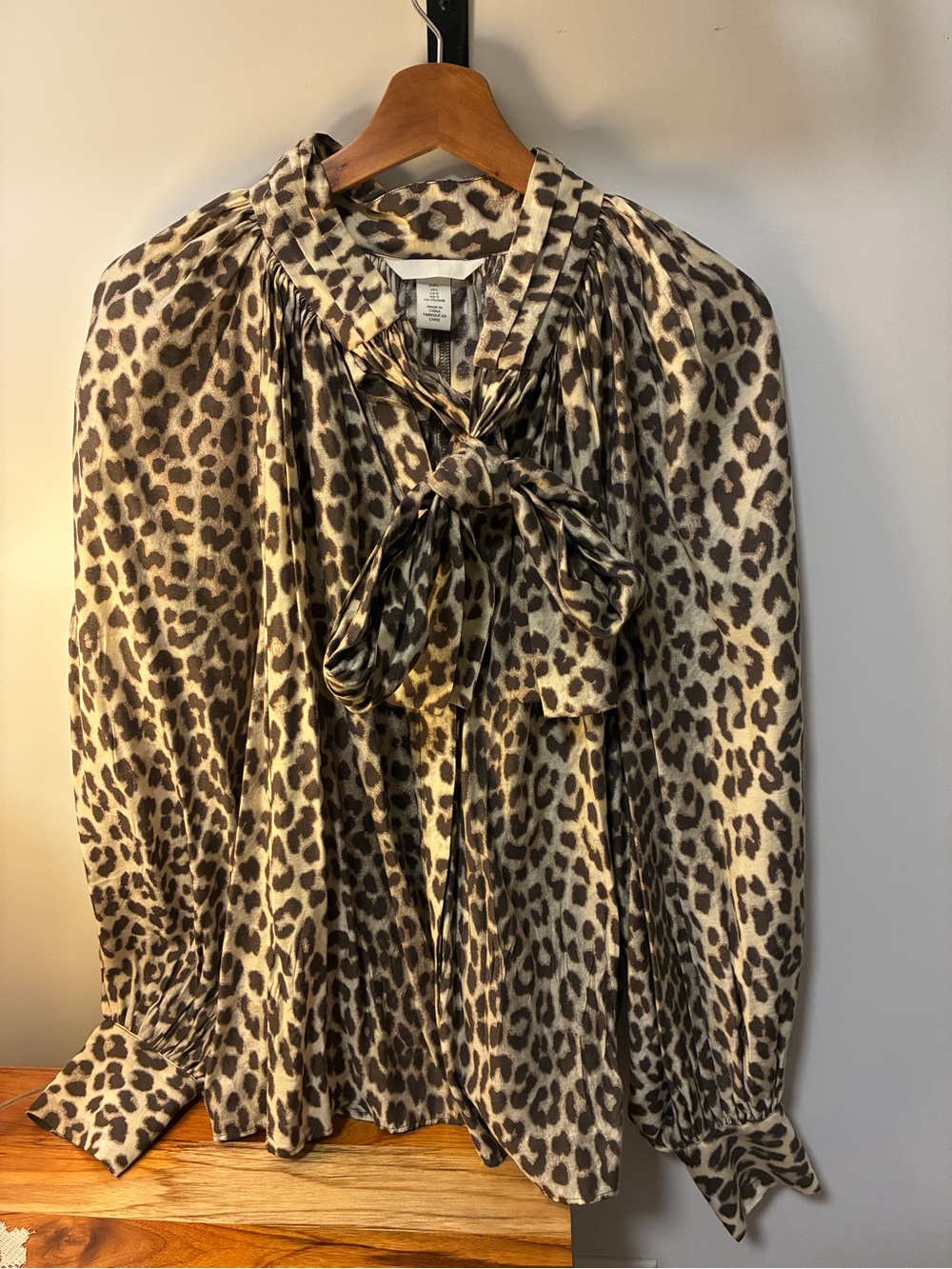 H&M Leopard Print Blouse in Brown and Cream